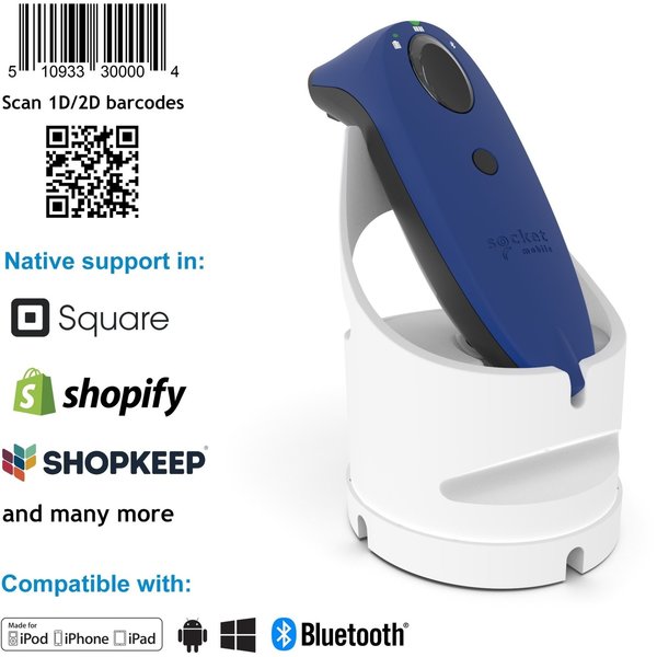 Socket Mobile S740 2D Barcode Scanner Blue & Wht Dock CX3488-1983